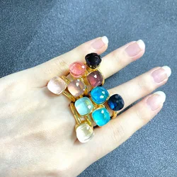 12.6mm Classic Nudo Ring Crystal Ring For Women Fashion Jewelry Gold Plated Candy Color Ring Women Birthday Gift Valentine