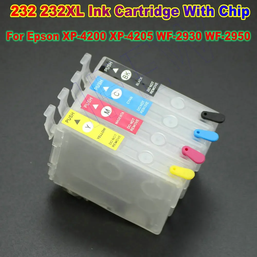 

232XL 232 XL Refillable InkJet Ink Cartridge With Chip For Epson XP-5200 WF-2960 XP-4200 XP-4205 WF-2930 WF-2950 Printer Parts