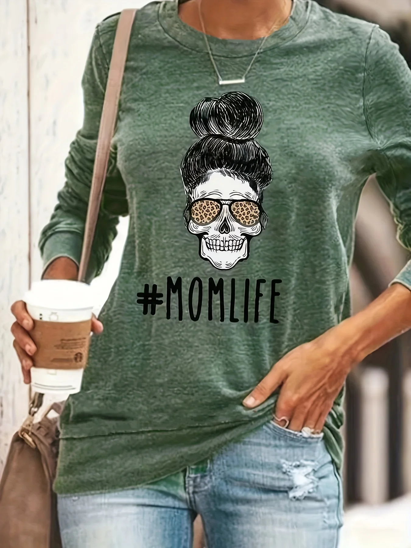 

Plus Size 1XL-5XL Spring Summer Round Neck Women's Fashion T-shirt Women Casual Long Sleeve Character Print Top
