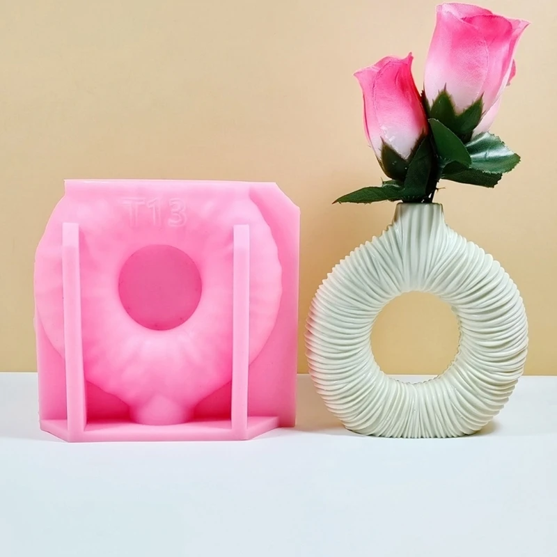 Concrete Vase Silicone Mold DIYs Flowerpot Mould Ornaments Making Circles Plaster