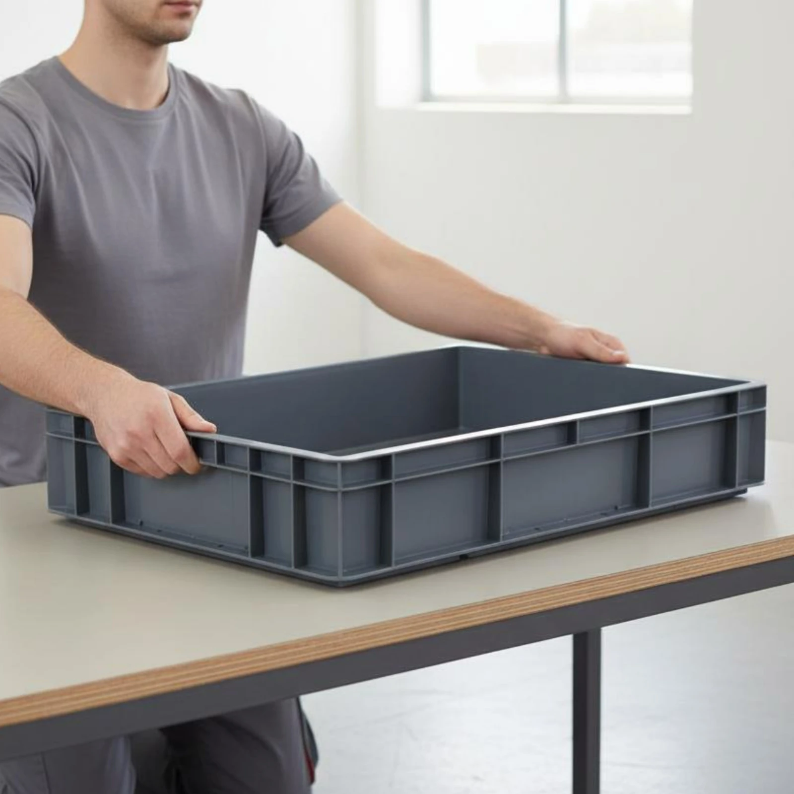 EU Shipping Crate Wear-Resistant Car Parts Storage Crate for Warehouse, Workshop view 6