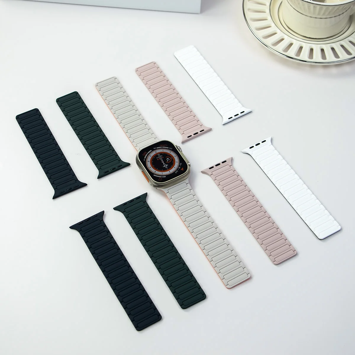 Magnetic Silicone Band for Apple Watch Ultra 2 49mm 46mm 45mm 44mm 42mm 41mm Sports Strap for IWatch Series Ultra 10 9 8 7 6 5 4