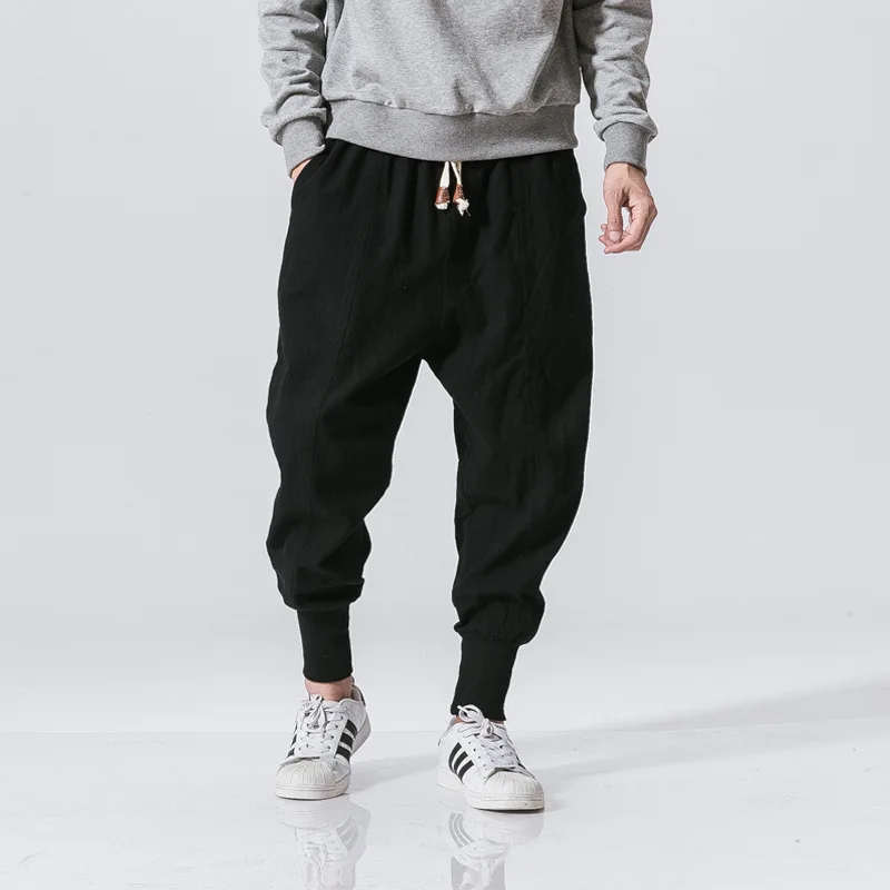 2024 New Men‘s Jogging Pants Streetwear Loose Casual Cotton Linen Trouser Man Harem Pants Harajuku Oversized Men Sweatpants 5XL