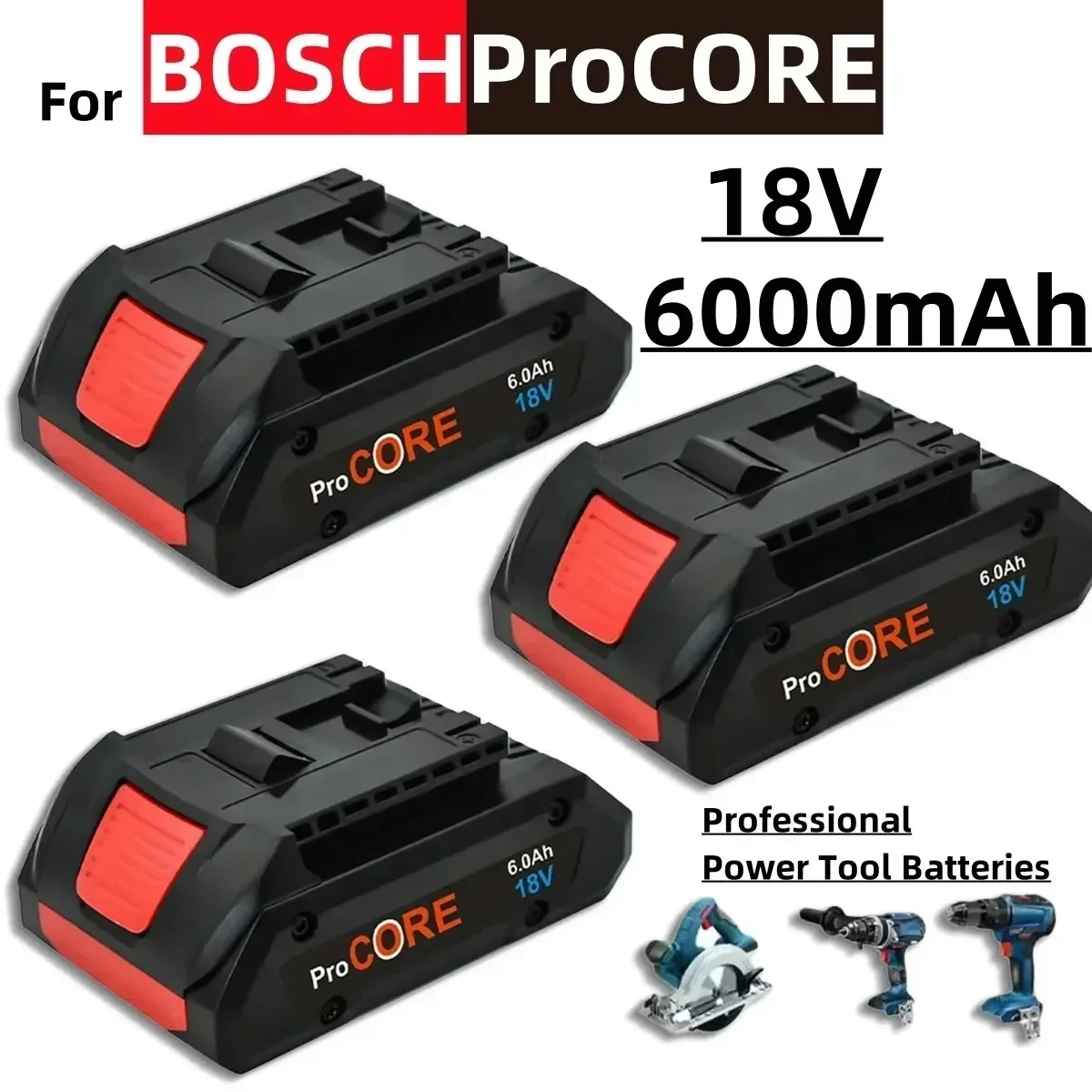 Batería de Repuesto ProCORE de Iones de Litio de 18V 21700 4.0Ah/5.0Ah/6.0Ah para BOSCH Professional, Compatible con BAT609 BAT618 con BMS