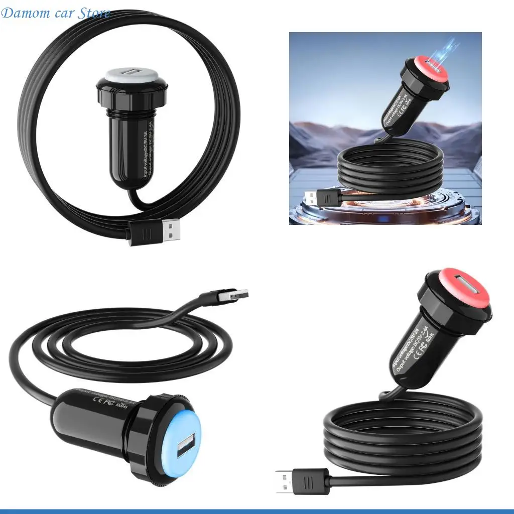 A2UC Car Intelligent USB Port Power Outlet Charging Adapter with Full Warning and Twist Lock Design for Automotive Use