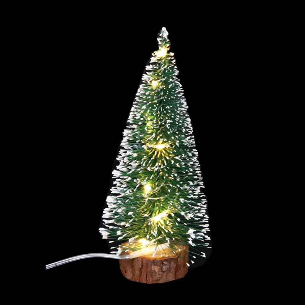 أضواء LED خضراء لعيد الميلاد الأرز ، شجرة إبرة الصنوبر ، هدية زخرفة سطح المكتب ، ديكورات صغيرة ، ديكورات شجرة