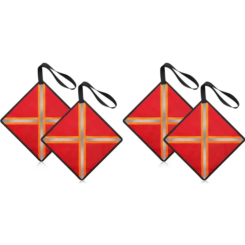 4Pack Safety Flags For Trucks, 12.6Inch Reflective Red Flag For Truck Loads, High Visibility Reflective Safety Flags-Y47A