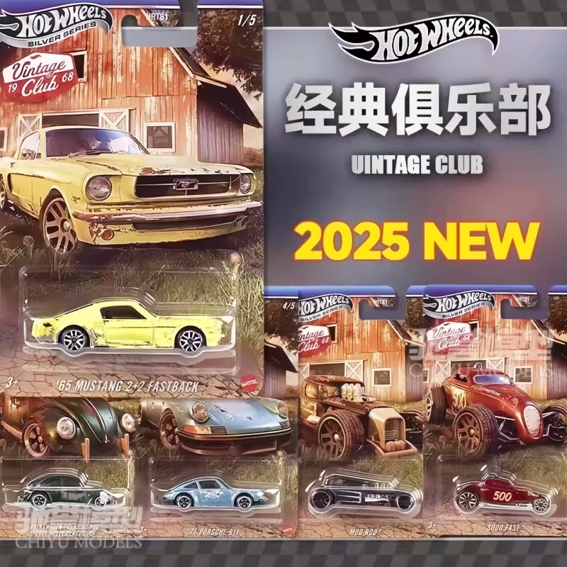 Nowy Oryginalny Hot Wheels Classic Club Mustang Porsche 911 Volkswagen Beetle Retro Metalowy Model Samochodu HRT81 Silver Label Die-Cast