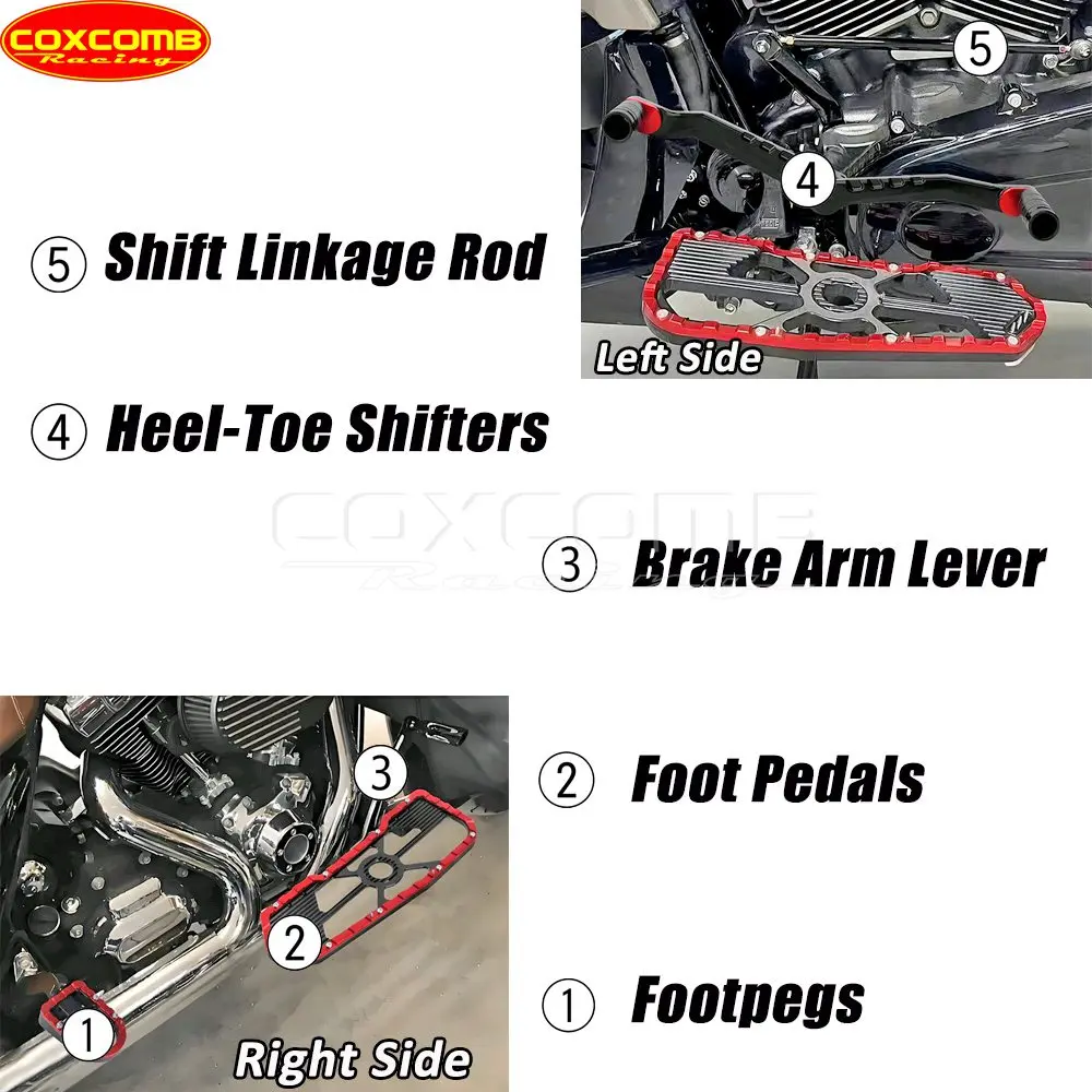 For Harley Road King FLHR FLHRXS Tri Glide FLHTCUTG Shift Linkage Lever Motorcycle Right Gear Change Pedal Brake Arm Lever Kits