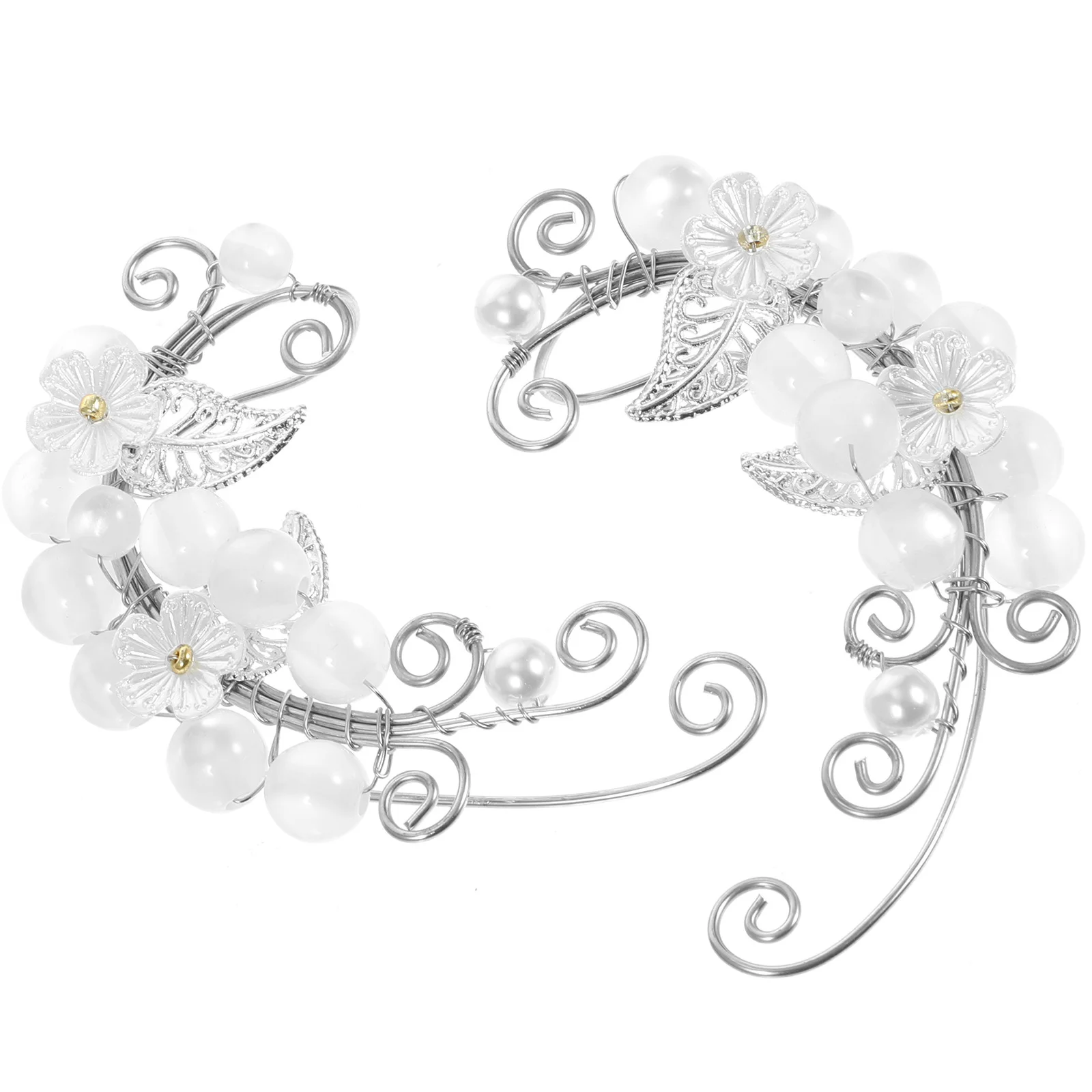 

1Pair Ear Cuff Earrings Lightweight Durable Non Piercing Flower Pearl Clip on Earrings Elegant Fashion Decorative Ear Clips