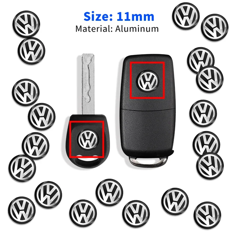 11mm Metal Car Remote Key Sticker Aluminum Emblem Decoration Decal For Volkswagen CC Lavida Caddy Scirocco B5 B6 B7 MK5 MK6 MK7