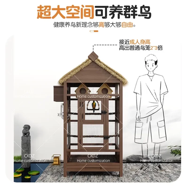 Outdoor ecological bird cage villa rainproof and anti-corrosion retro drawer easy to clean landscaping large space