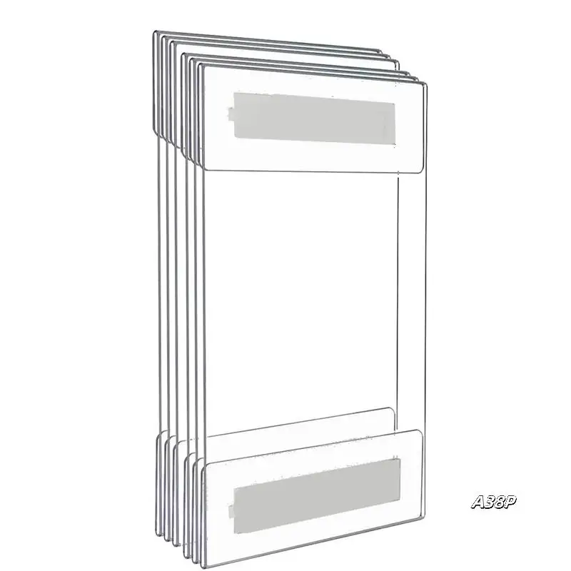 

6Pc Acrylic Photo Frame No-Punch Wall-Mounted Transparent Price Tag With Table Sign A4 Display Frame For Home