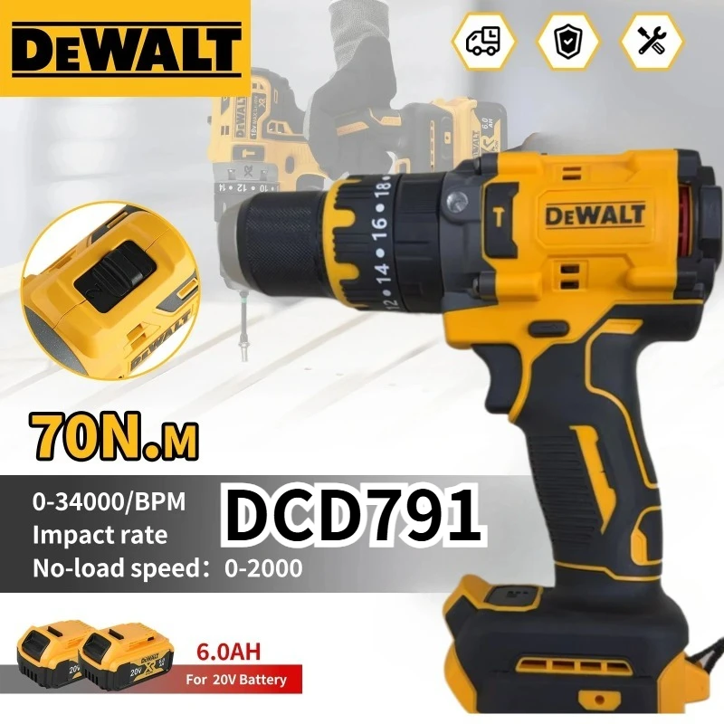 

Аккумуляторная компактная дрель-шуруповерт DEWALT DCD791 с бесщеточным двигателем, многофункциональный электроинструмент