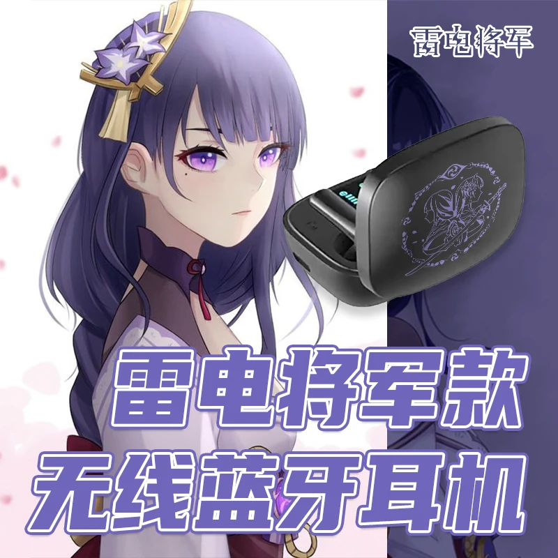 Anime kamisato ayaka raiden shogun ganyu yae miko fone de ouvido sem fio controle de toque fones de ouvido bluetooth presente do estudante