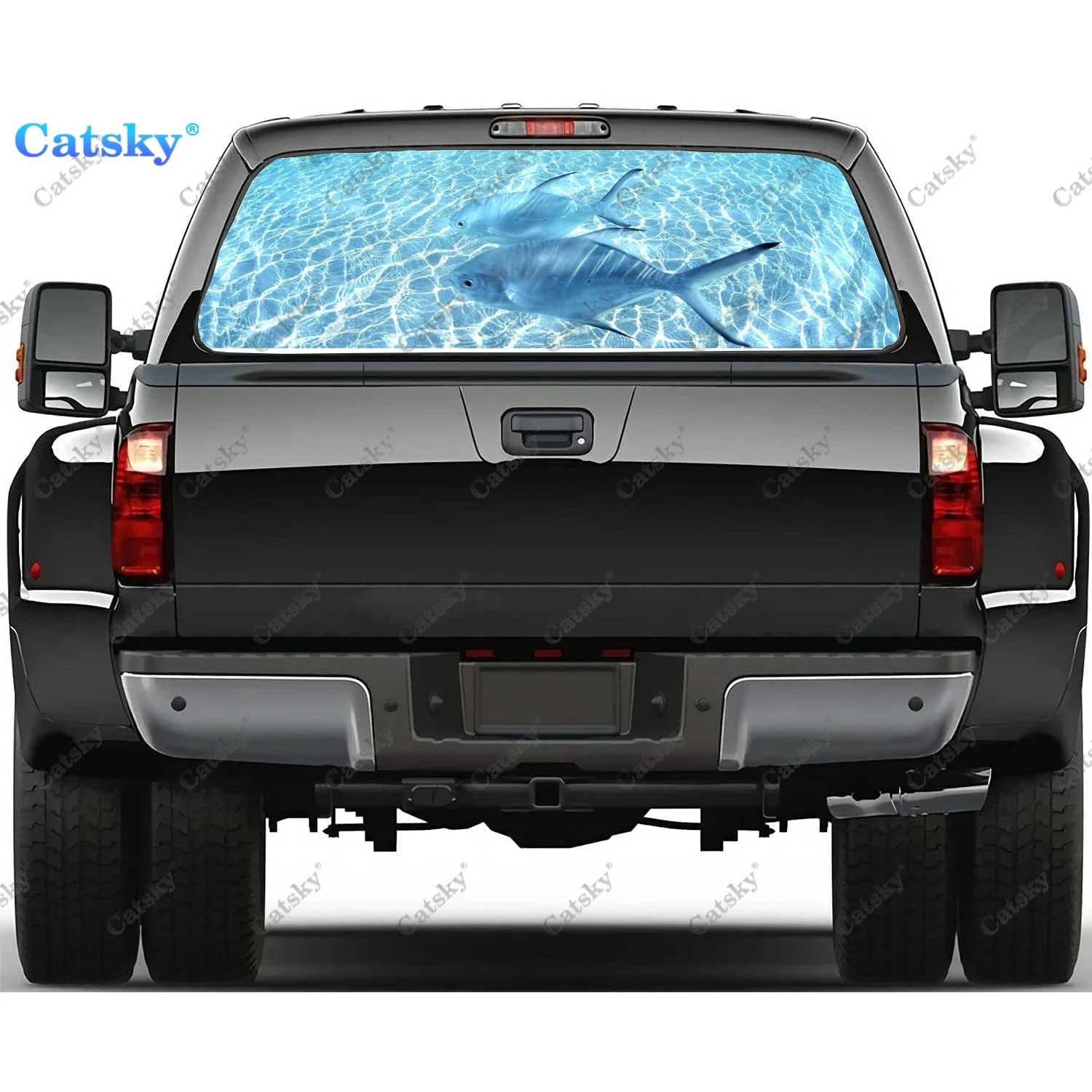 

Автомобильная наклейка на заднее стекло с морскими животными, автомобильные аксессуары, прозрачная перфорированная виниловая наклейка на заднее стекло грузовика