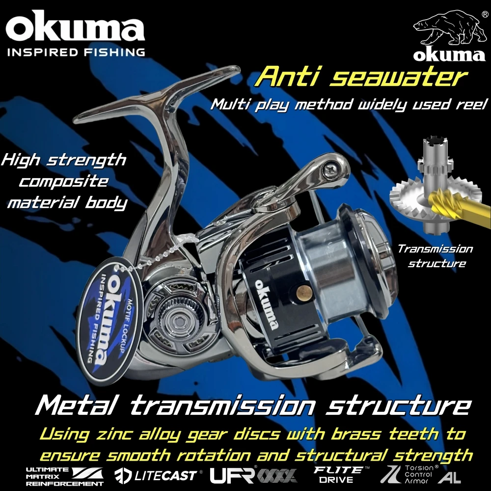 OKUMA Spinning Reel Metal Performance Fishing Reel,15KG MaxDrag,12+1Bearing, 5.5:1Gear Ratio SW1000-7000Series,Gift fishing line