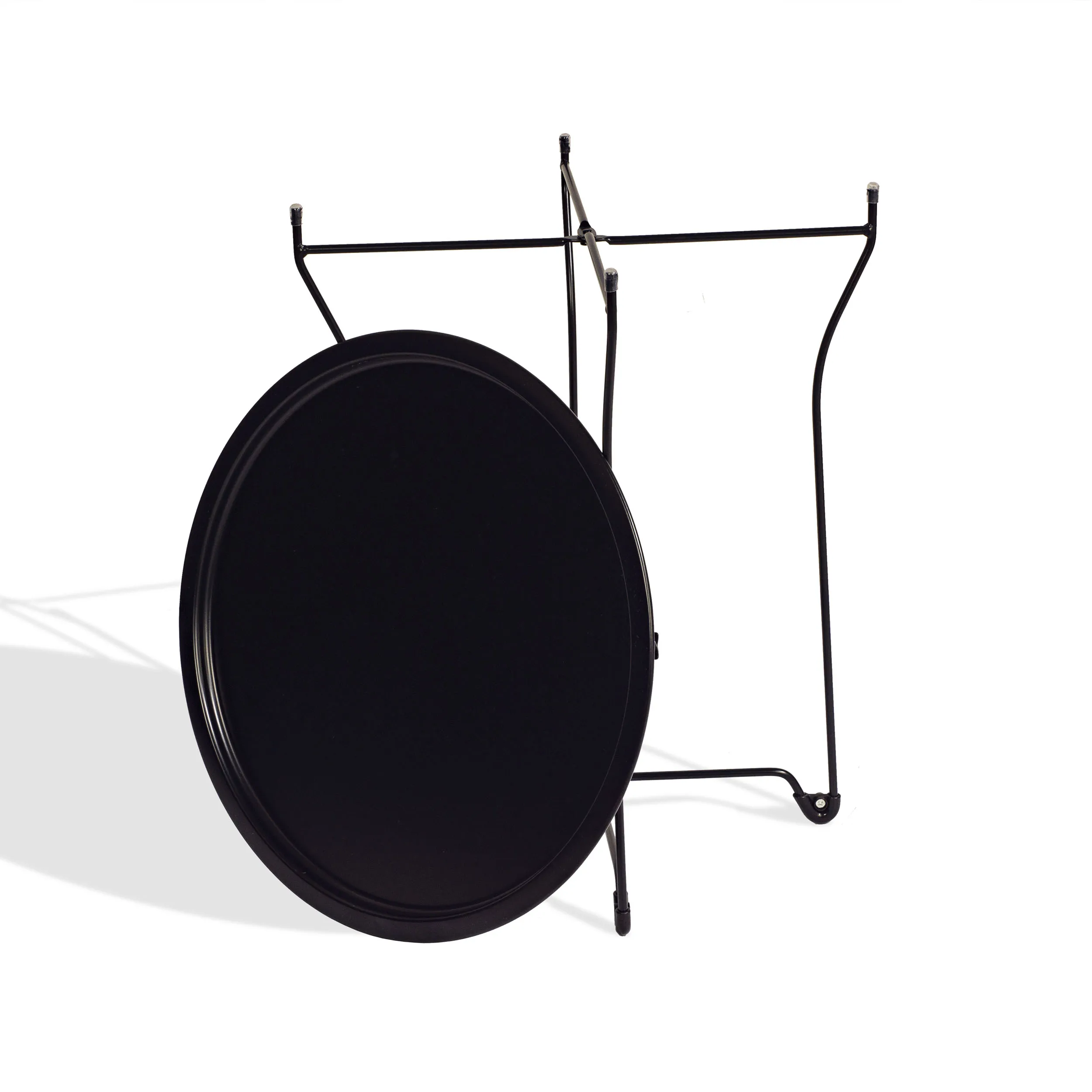 Foldable Side Table, Removable Table Top, Powder-Coated Metal in Black