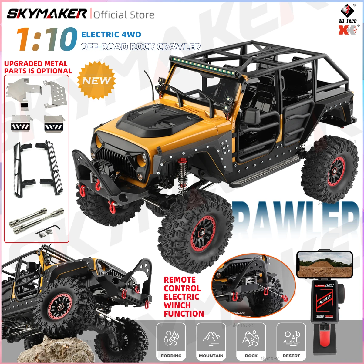 Wltoys 104026 1/10 Professional RC Car Off Road 4x4 2.4G 4WD Remote Control Cars 45 Minutes Working Time Climbing Car Toys Gifts