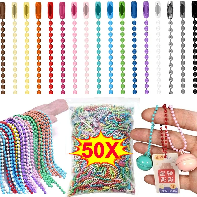 Colorful Ball Bead Chains Fits Key Chains Pendant Hand Tag Connector for DIY Useful Bracelet Jewelry Making Accessories Gifts