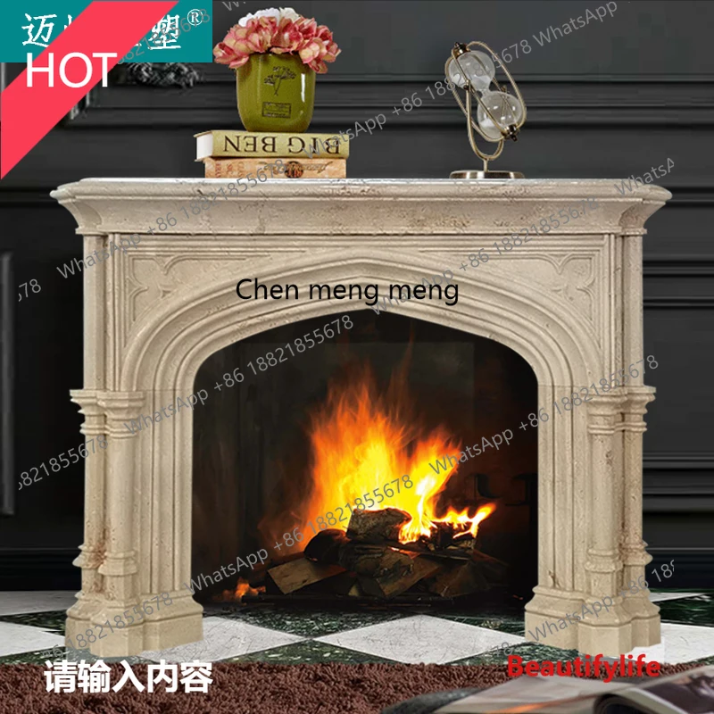 

A07 Мраморный камин Американский современный простой травертиновый камин Гостиная Винтажный камин