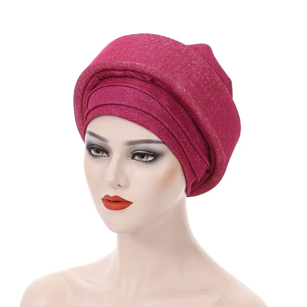 New Elegant African Auto Gele Headtie Glitters 2024 Female Head Wraps Nigeria Party Headpiece Turbante Women's Turban Cap