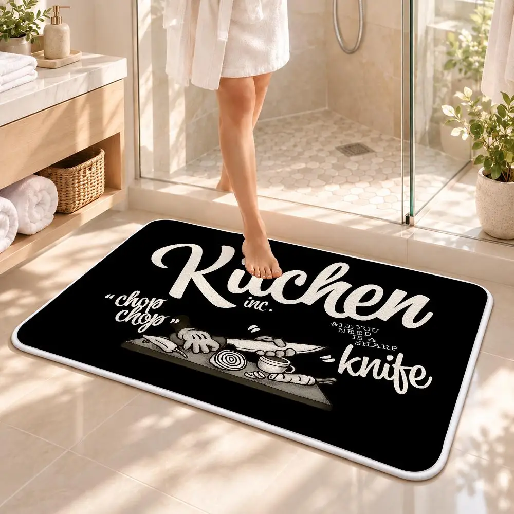 Kitchen Colorful Spices Design Floor Mat Flannel Rug Soft Non Slip Washable Door Mat for Bathroom Bedroom Kitchen Home Decor