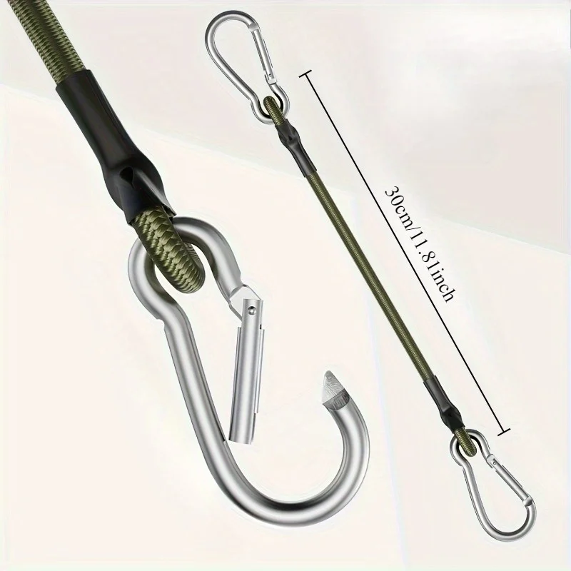 2pcs Heavy-Duty Elastic Rope with Carabiner Hooks Flexible and Durable 12-Inch Lanyard for Baggage Cargo