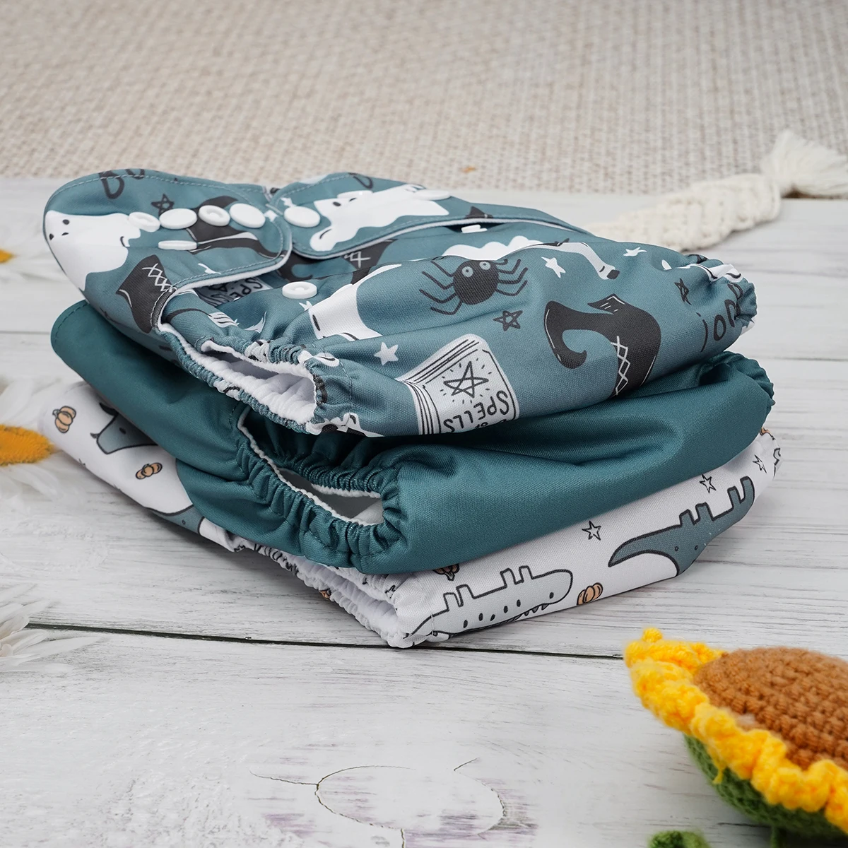 HappyFlute 3 قطعة/المجموعة قابل للغسل وقابلة لإعادة الاستخدام حفاضات الجيب البيئية قابل للتعديل مريحة وناعمة حفاضات الطفل القماش تناسب 3-15 كجم