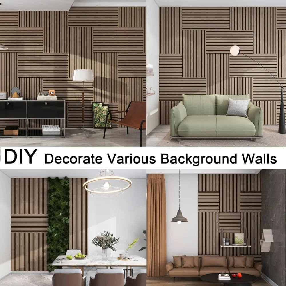 Panel Akustik Kayu Slat, Panel Kayu Beralur 3D Penyerap Suara untuk Dinding dan Plafon, Panel Kedap Suara Dekoratif