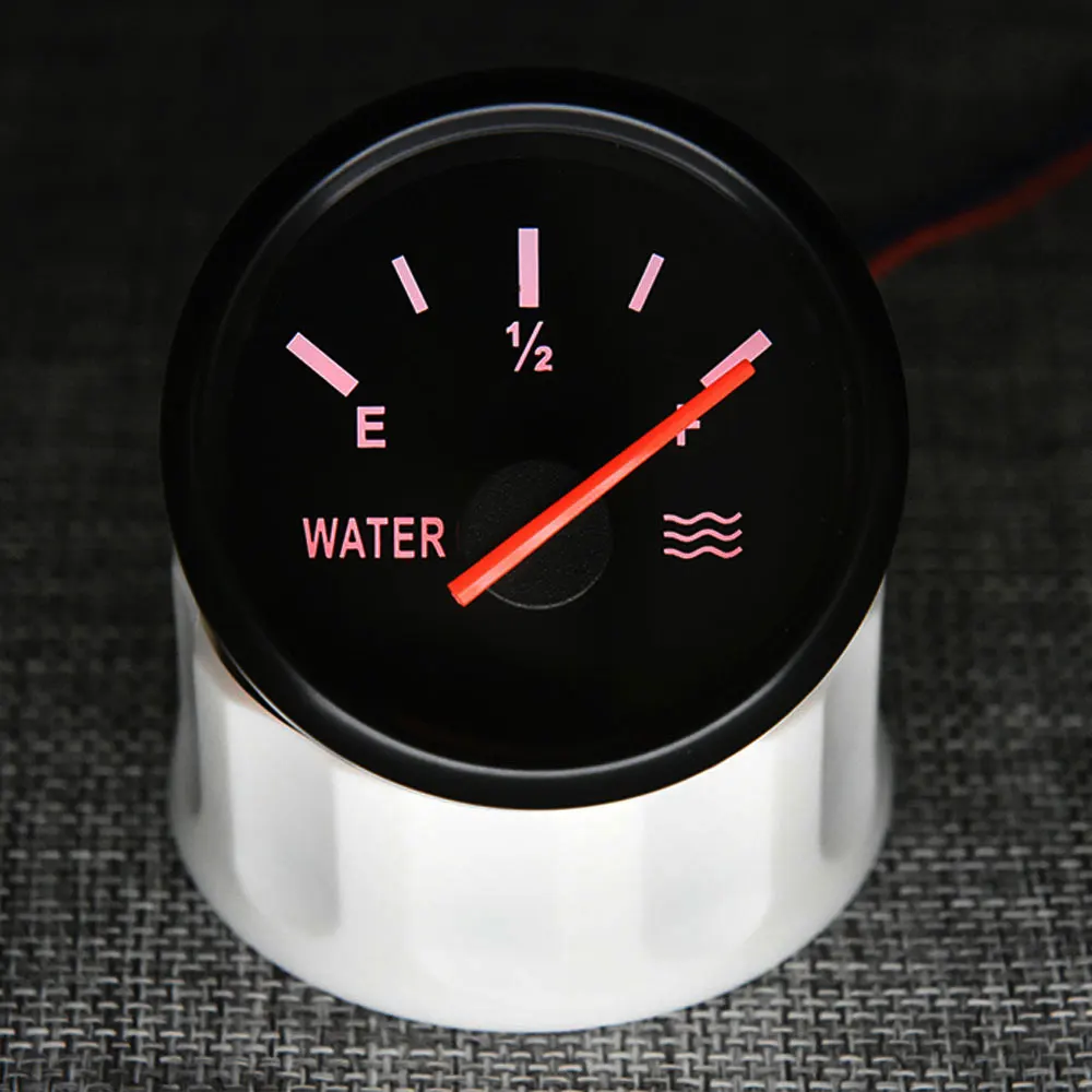 Retroilluminazione rossa 2 "52mm indicatore di livello dell'acqua 0-190 OHM indicatore del misuratore del serbatoio dell'acqua del puntatore per benzina Diesel Car Boat Yacht 12V 24V
