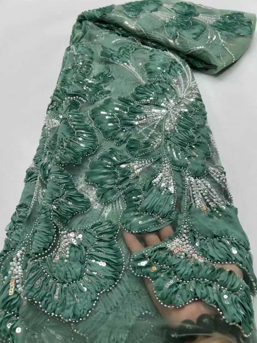 

Элитная африканская кружевная ткань 2026 года: высококачественные кружева с пайетками и бисером для нигерийских свадеб, французский тюль