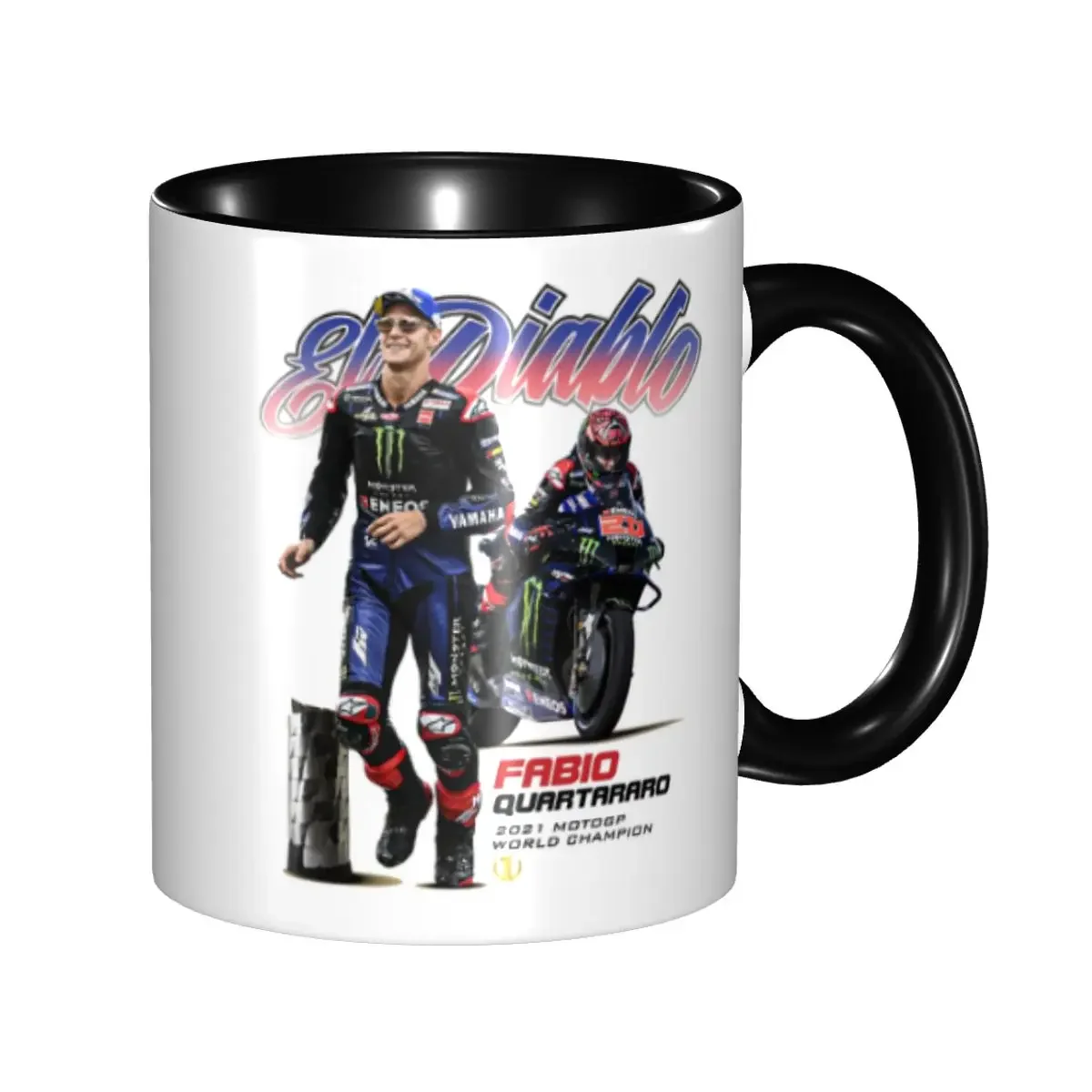 Customized Fabio Quartararo Coffee Mugs DIY French Motorcycle Racer Ceramic Tea Milk Cups