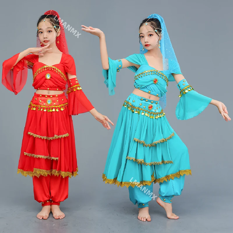 

Children's Xinjiang Dunhuang Women's Exotic Ethnic Dance Costume Jasmine Princess Skirt