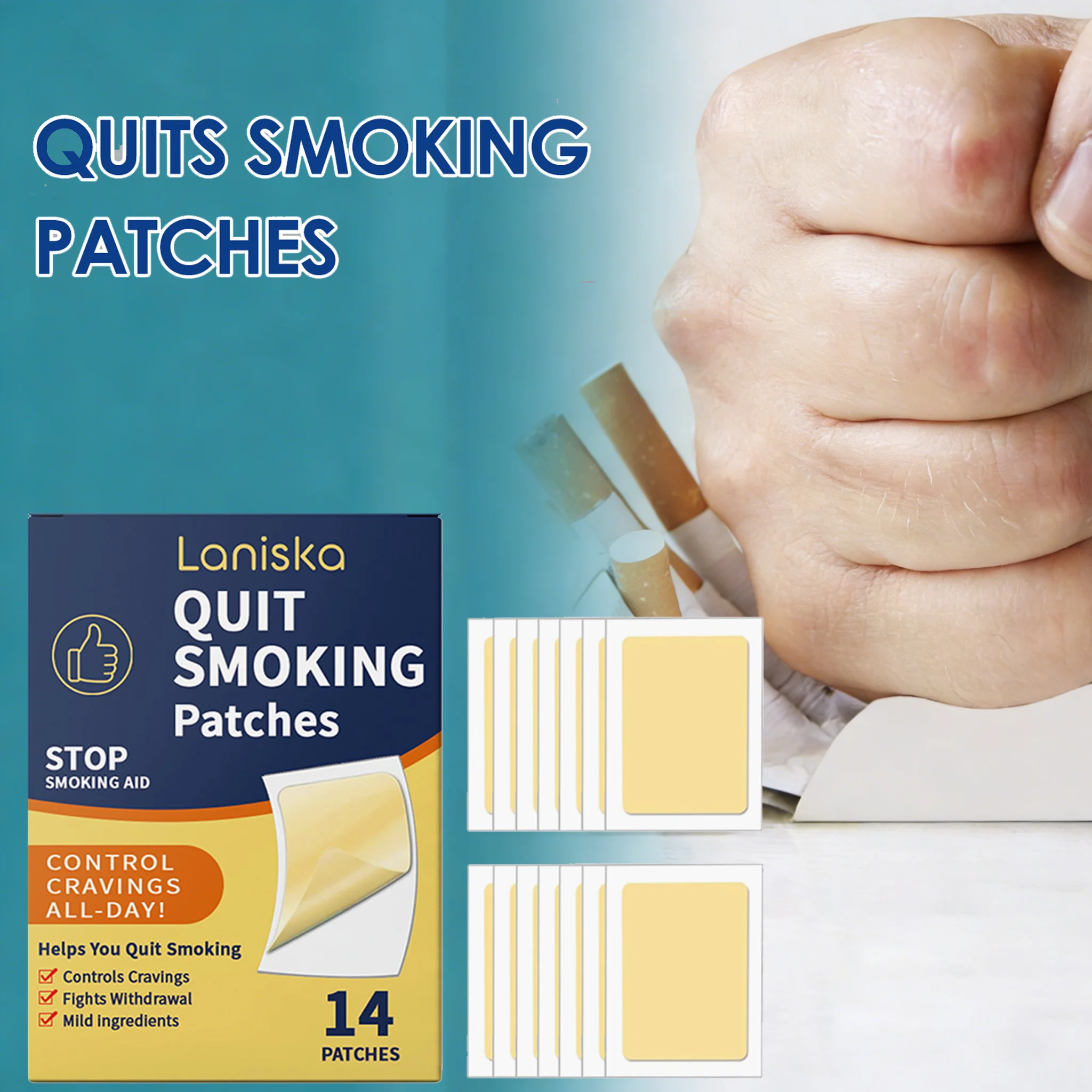 

14/28/42 шт. Трансдермальные пластыри для отказа от курения: контроль желания курить, устранение тяги, снятие тревоги, помощь в борьбе с зависимостью