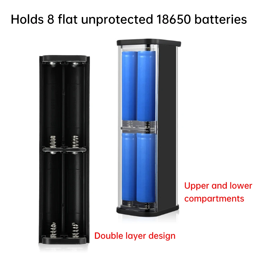 Mecha Transparent Fast Charging Mobile Power Supply Kit Long Endurance 8*18650 Battery Box DIY Kit No-welding Power Bank Shell
