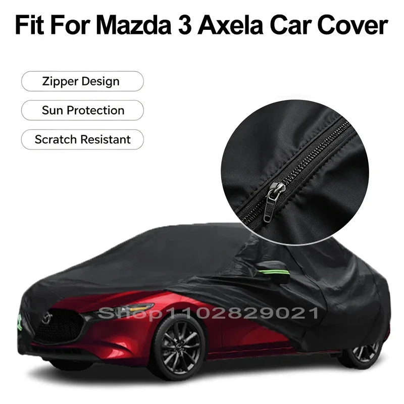 Zipper Door Waterproof Car Cover For Mazda 3 Axela Windproof Dustproof UV Protection All Weather Auto Protector