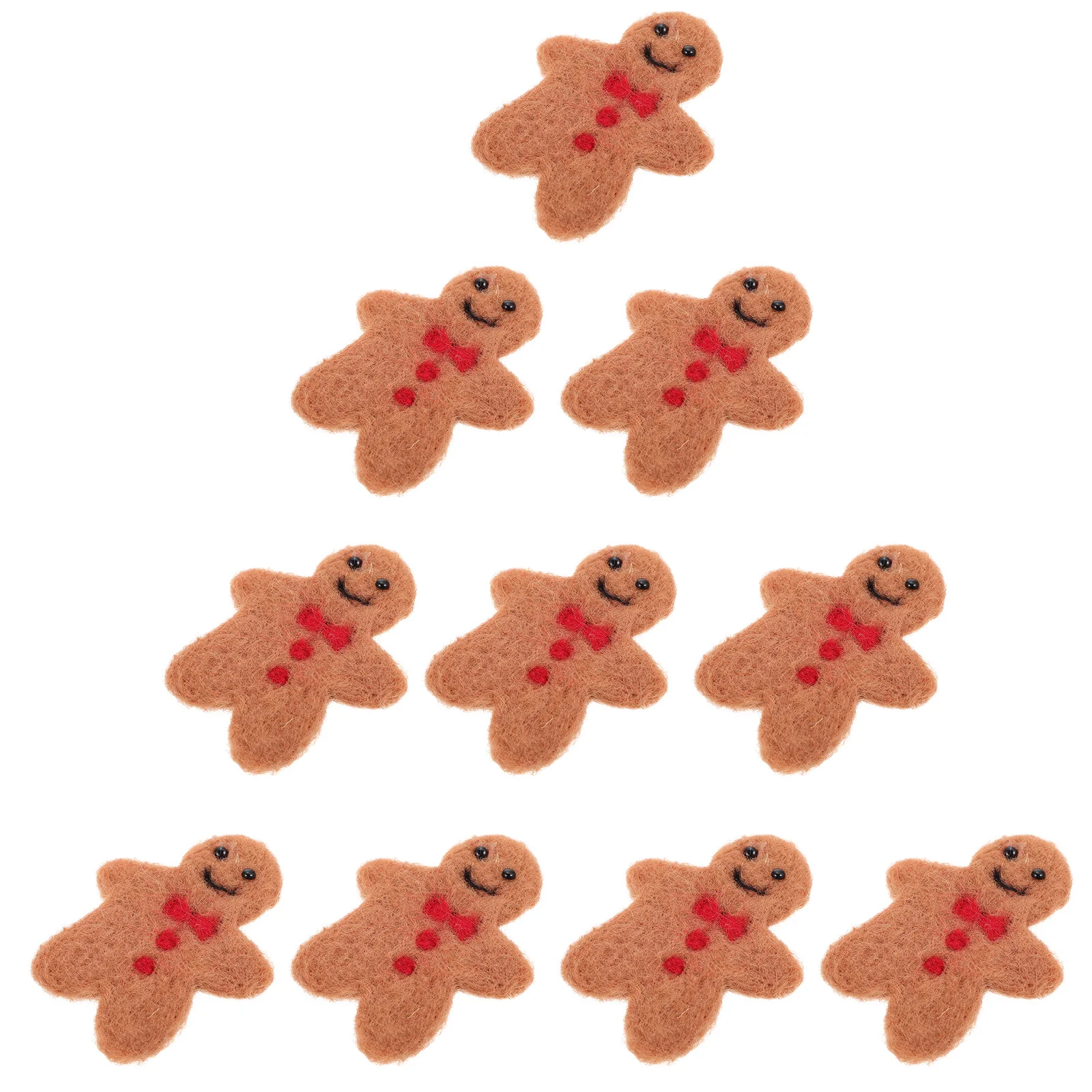 

10Pcs Decorative Gingerbread Man Shape Ornaments Fine Craftsmanship Lightweight for DIY Xmas Headdress and Tree Decor