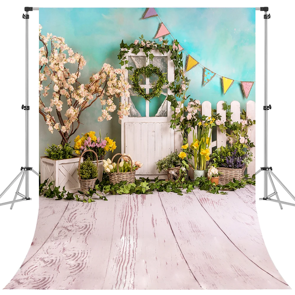 Spring Easter Photography Backdrop Green Plants Grassland Egg Rabbit Decor Bunny Child Birthday Portrait Photocall Background