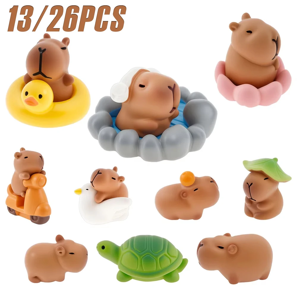 13/26Pcs Mini Capybara Figurine Resin Capybara Flower Pot Desk Decoration Accessories for DIY Cake Garden Moss Landscape Decor