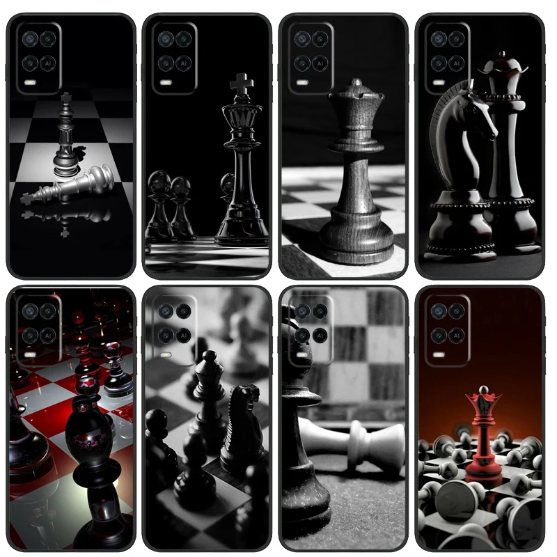 Chess Pieces Case For OPPO A17 A57 A96 A76 A16 A18 A58 A78 A98 A74 A94 A5 A9 A52 A72 A15 A93 A53 A54 S