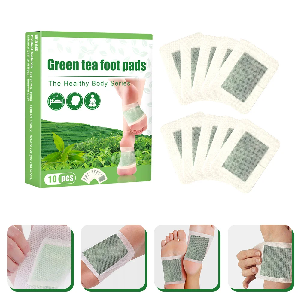 

10pcs Sleep Foot Patches Green Tea Foot Care Stickers Body Acupoint Relief Portable Pads Safe Adhesive
