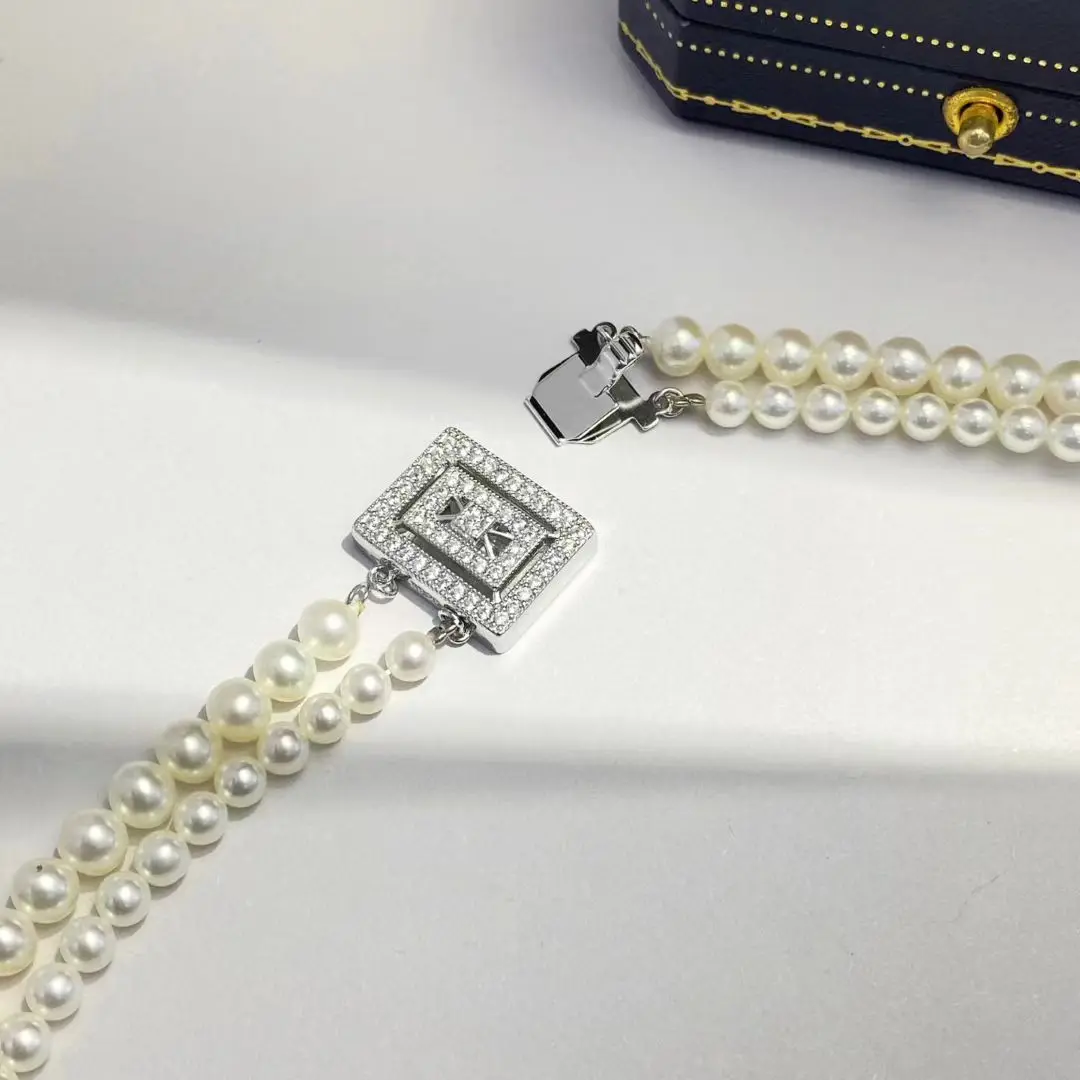 Wholesale TWO THREE ROWS DIY 925 Sterling Silver Pendant Necklace Bracelet Clasp Hook Accessories for 4-6mm Pearls