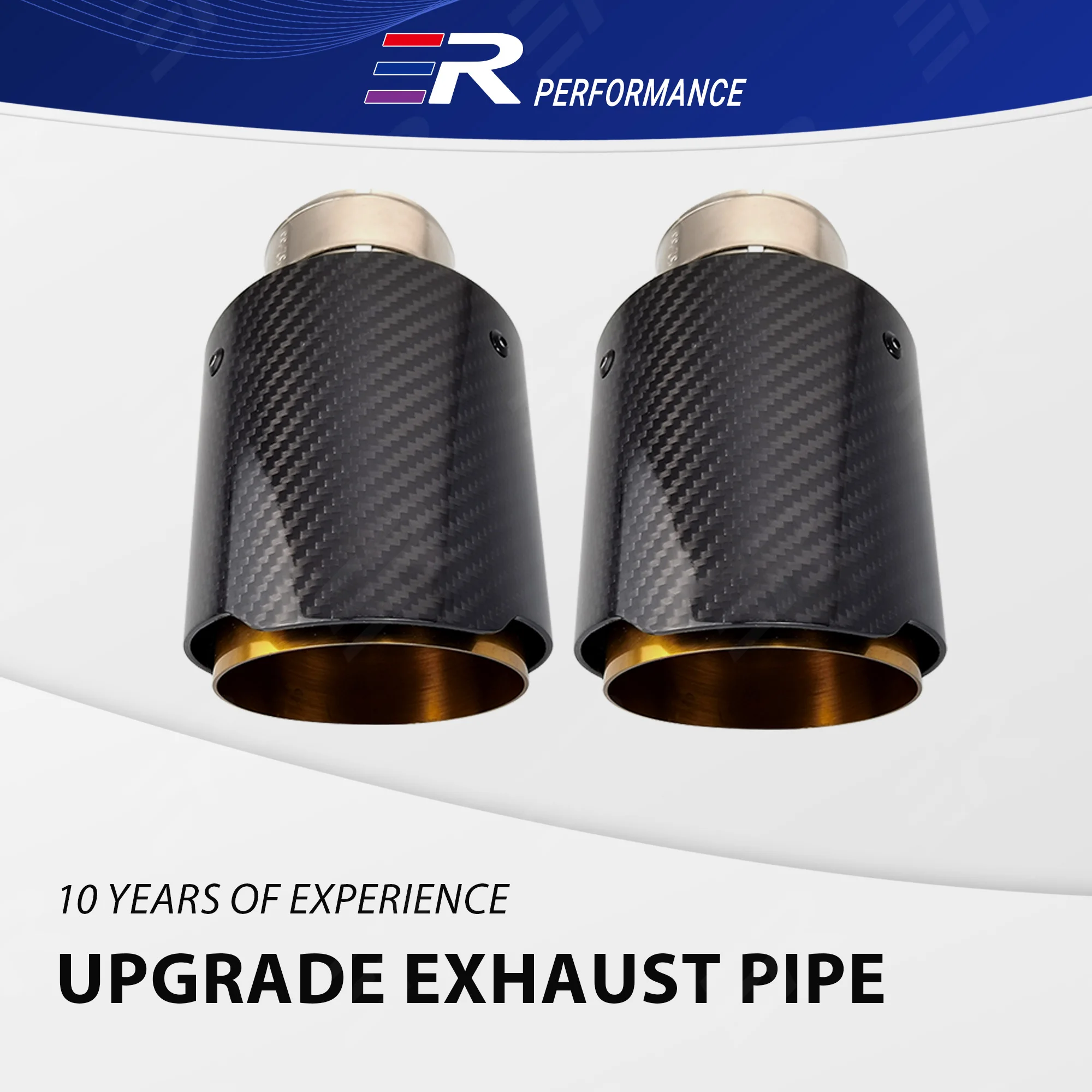 

1 шт. ER универсальные автомобильные аксессуары для выхлопной трубы из настоящего углеродного волокна + золотые глушители из нержавеющей стали, наконечники насадки, модификация