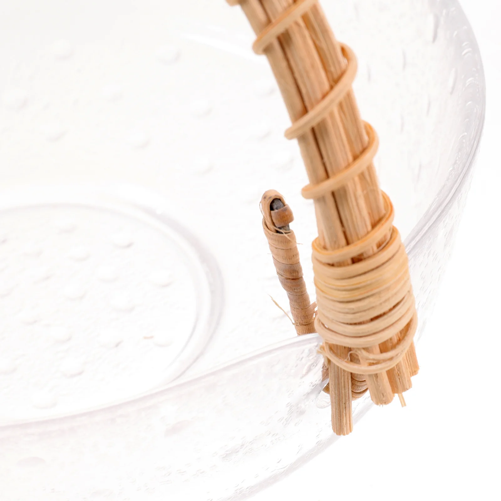 

Glass Fruit Plate Multi-Function Fruit Tray Bamboo Handle Lightweight Portable Snack Storage Holder Party Serving Dessert Candy