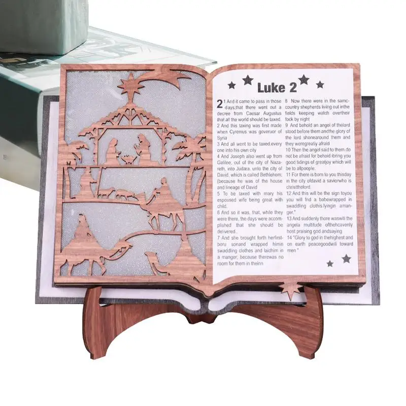 Scene Of The Birth Of Jesus 3D Christmas Decoration Book Rest Multifunctional Display Stand Jesus Birth Scene Figurine Christmas