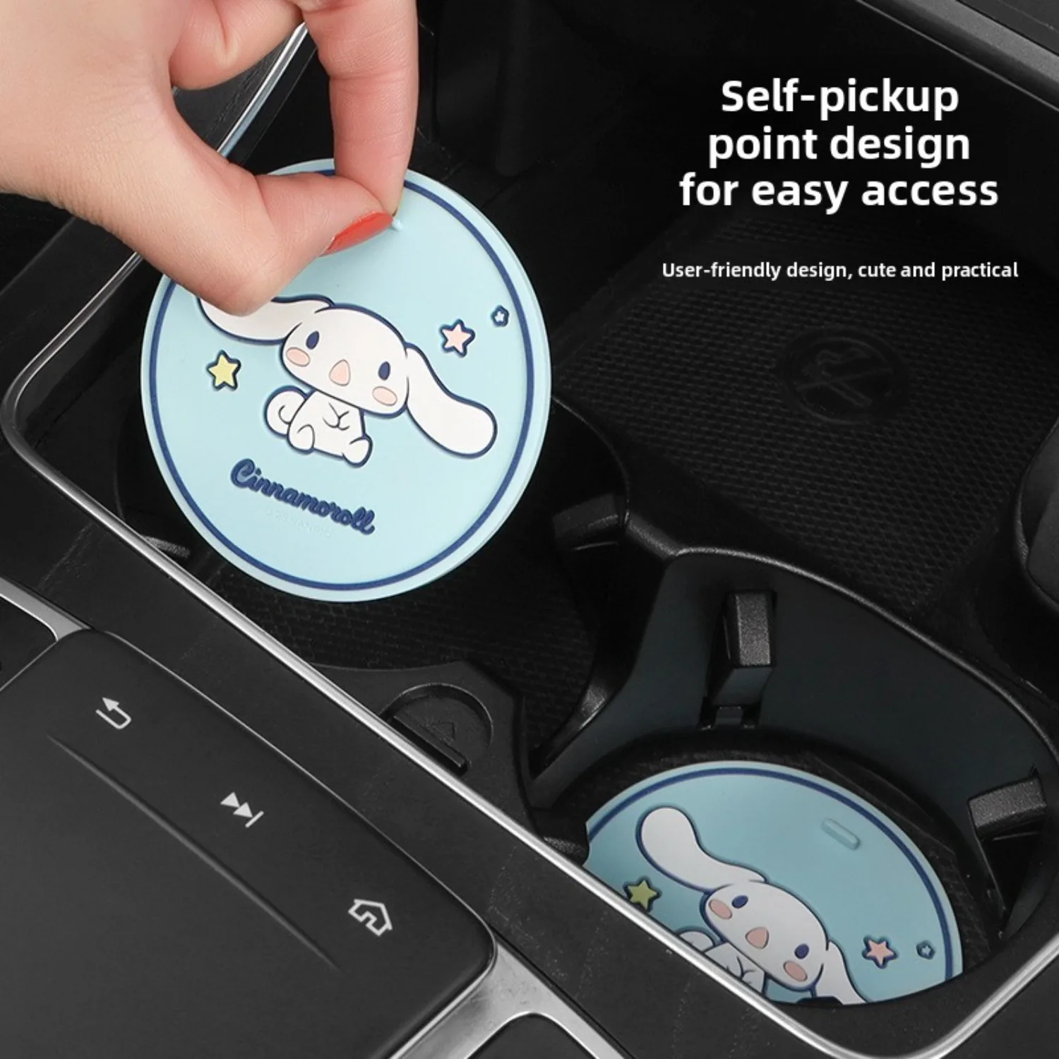 2Pcs Sanrio Melody Car Cup Holder Coaster Anti Slip Silicone Cup Mat Waterproof Auto Interior Accessories for Car SUV Truck view 3