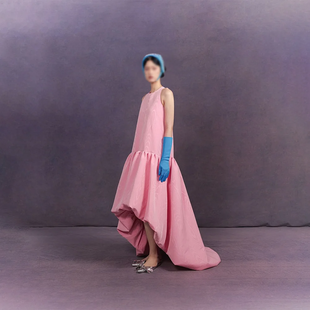 

Pink Evening Dresses Formal Elegant Party Prom Gowns O-Neck Floor-Length A-Line Sleeveless Evening Prom Dresses Customized