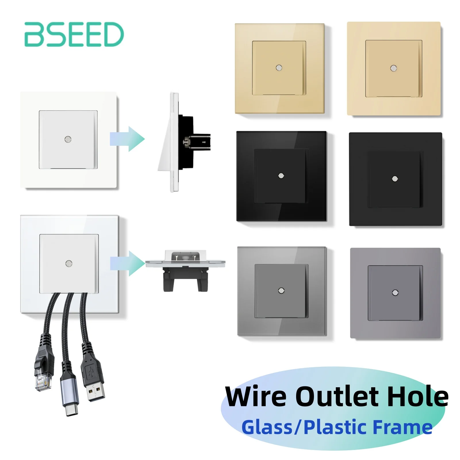 Bseed E Seires Wall Wire Outlet Hole Decor Cover Outlet Cable Protector Plug Cover Cable Organizer Storage Home Improvement