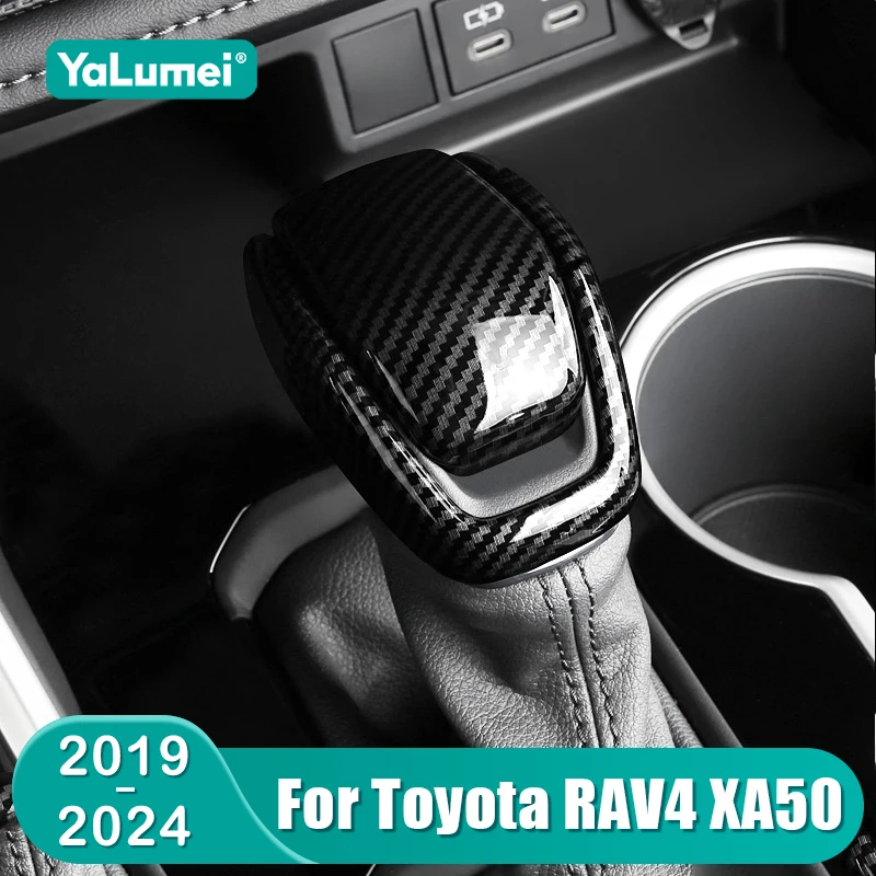 

For Toyota RAV4 XA50 2019 2020 2021 2022 2023 2024 RAV 4 Hybrid Car Gear Shift Knob Gear Head Cover Trim ABS Carbon Accessories